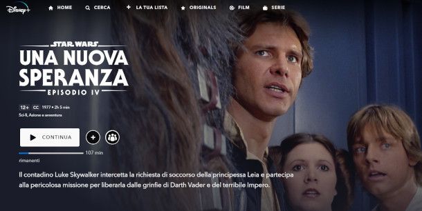 selezione contenuto da riprodurre su Disney+