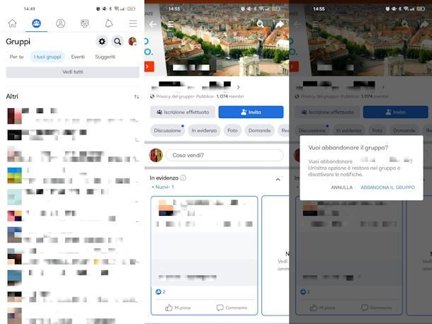 Come uscire da un gruppo Facebook da smartphone