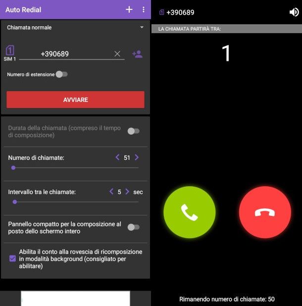 schermate impostazione app Ricomposizione Automatica