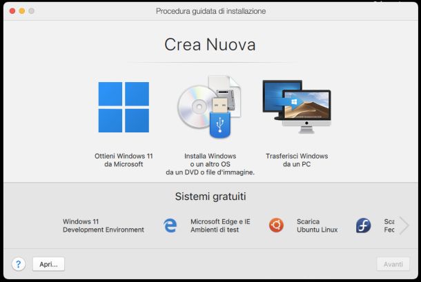 Parallels Desktop schermata di avvio