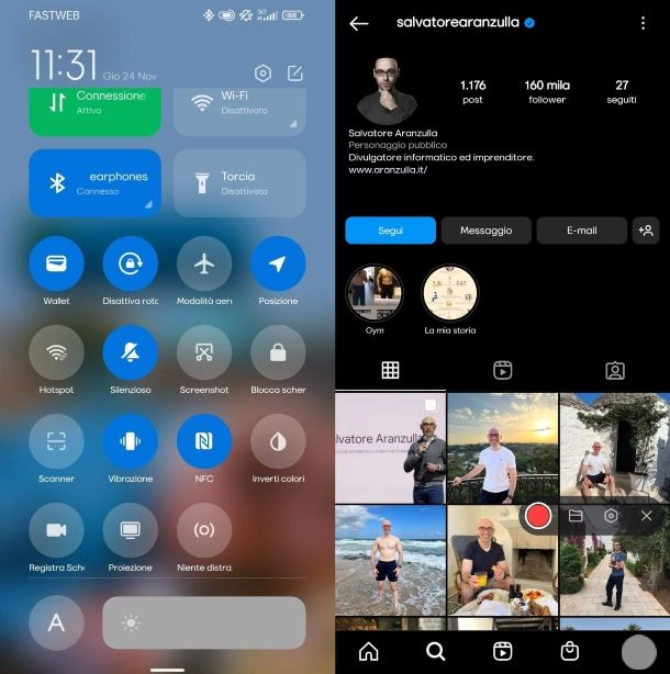 Registrare dirette Instagram Android
