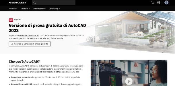 AutoCAD 2023 pagina di download