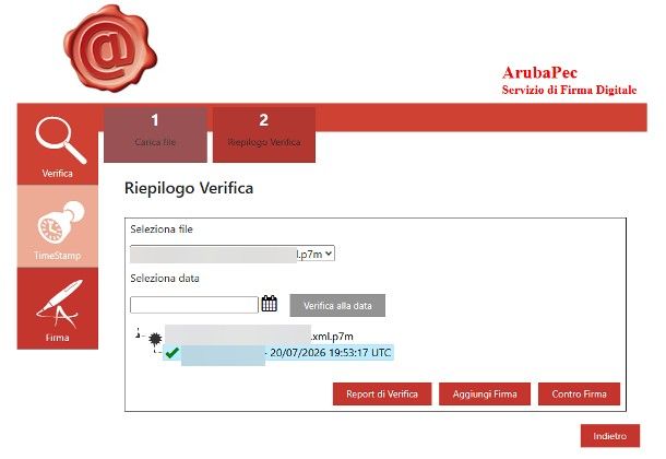 Come verificare scadenza firma digitale: Aruba Sign Online