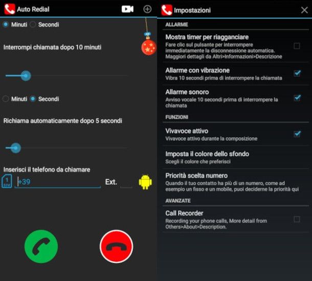 ricomposizione automatica numero su app Auto Redial