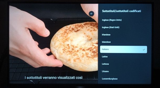 attivazione sottotitoli YouTube da app per smart TV