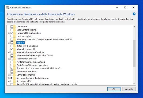 Microsoft Hyper-V attivazione