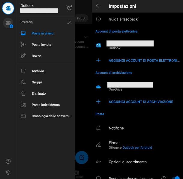 Impostazioni Outlook su Android