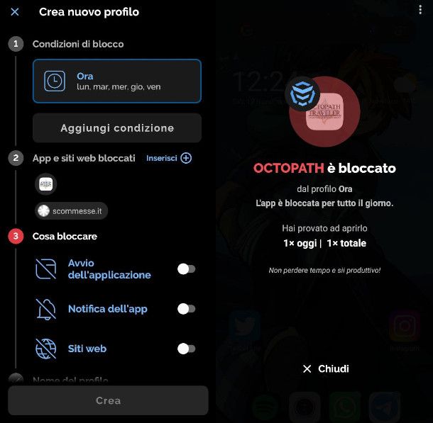 Creazione Profilo per AppBlock