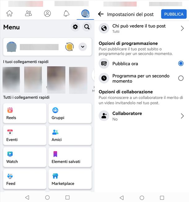 Come condividere un video su Facebook su una pagina da smartphone o tablet