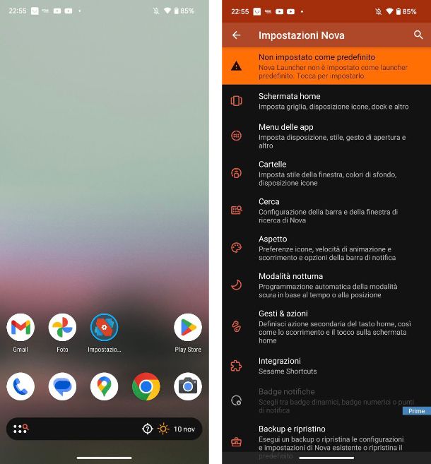 Scegliere il launcher