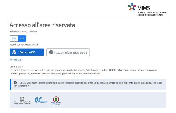 Accedere all'area riservata del Portale dell'Automobilista