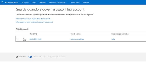 Tenere d'occhio gli accessi account Microsoft
