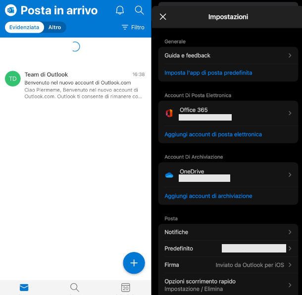 Impostazioni Outlook su iPhone