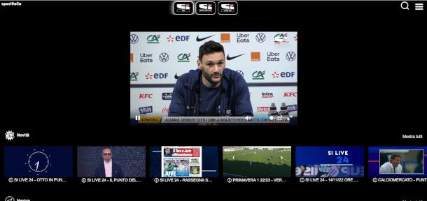 player dei canali HD su sito Sportitalia