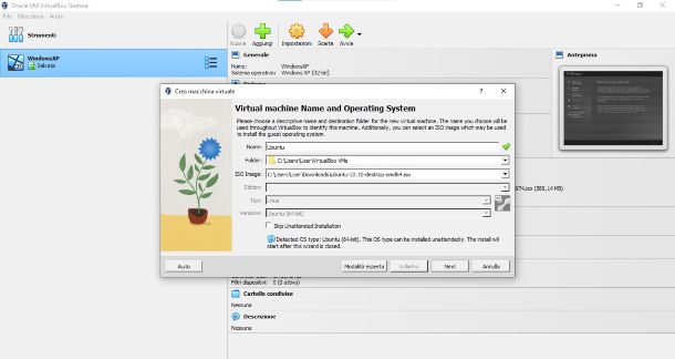 VirtualBox installazione Ubuntu