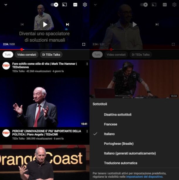 inserimento sottotitoli app YouTube Android