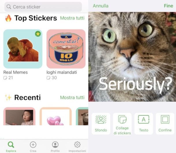 schermate dimostrative app Top Stickers iOS