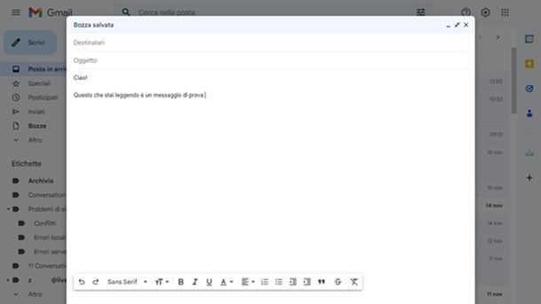 Curare il contenuto dell'email Gmail