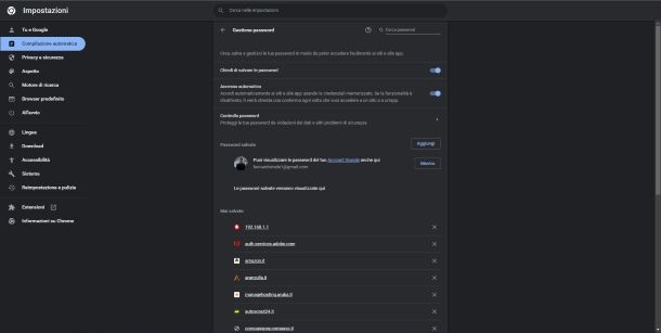 Gestione password Chrome