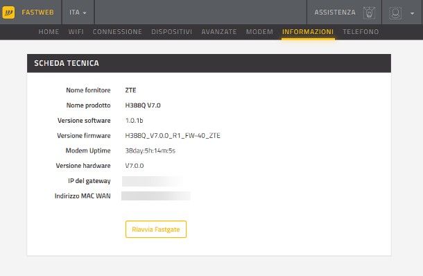 Come resettare modem FASTGate