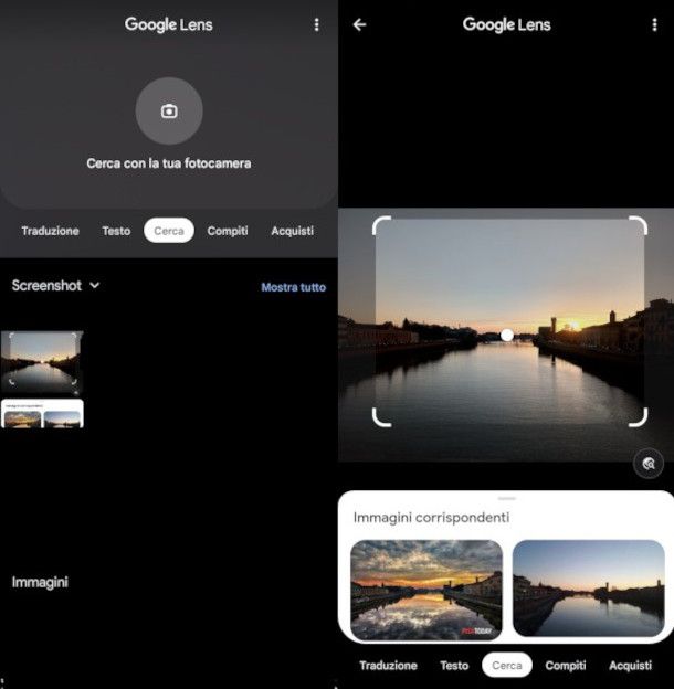 riconoscimento paesaggio con app Google Lens