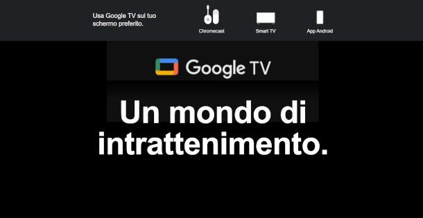 pagina principale sito Google TV