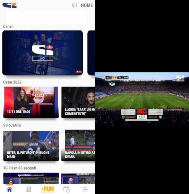 streaming canali Sportitalia da app