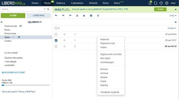 Come evitare che l'email sia considerata spam altri servizi