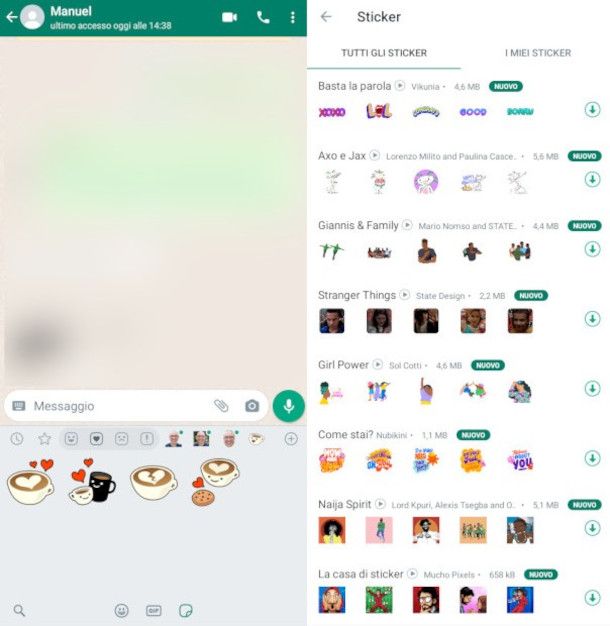 download nuovi sticker da app WhatsApp