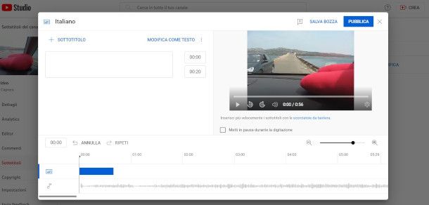 aggiunta sottotitoli YouTube ai propri video