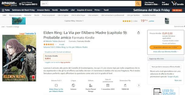 esempio di checkout manga gratuito su sito Amazon