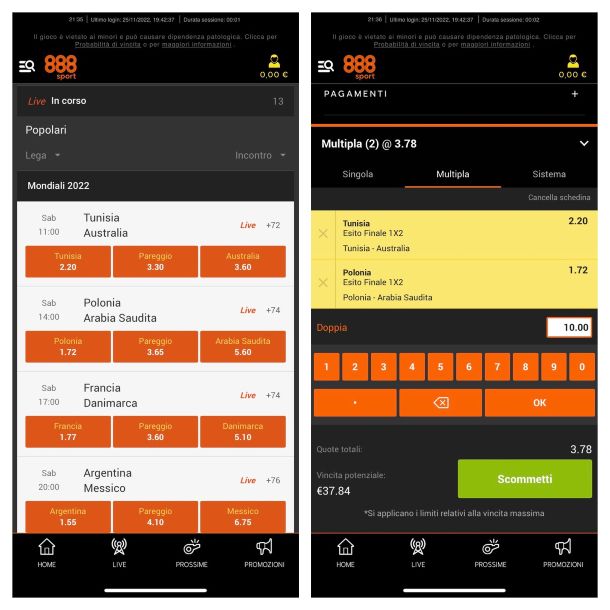 888sport scommesse