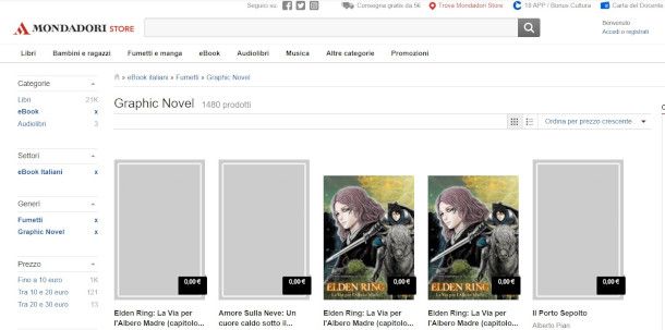 contenuti manga gratuiti su sito Mondadori Store