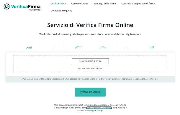 Come verificare firma digitale: Namirial VerificaFirma