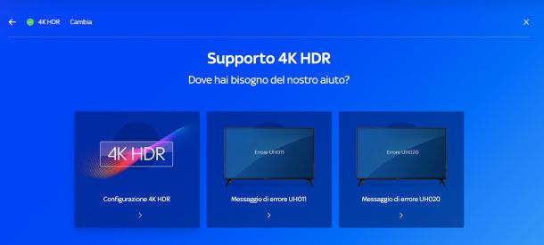 Pagina di supporto Sky 4K