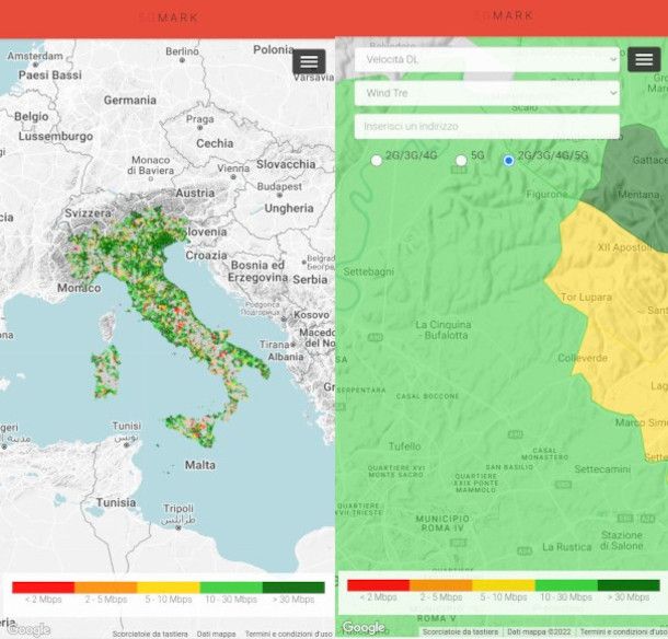 funzione mappatura segnale mobile app CheBanda