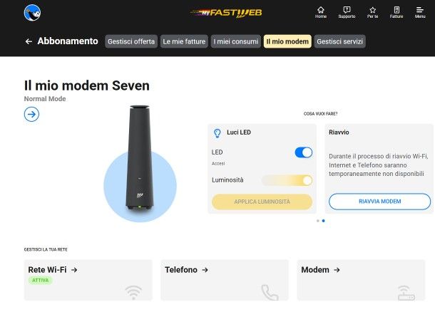 Come resettare modem Fastweb Seven