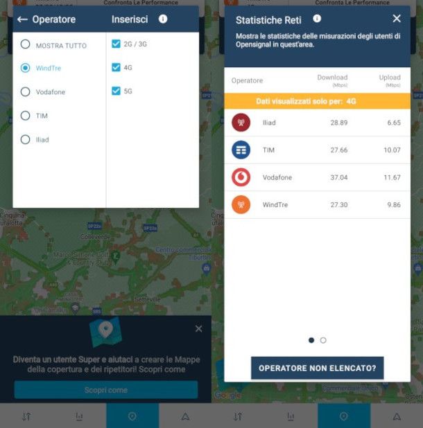 funzione mappatura segnale mobile app Opensignal