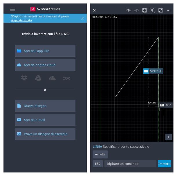 AutoCAD applicazione dispositivi mobili