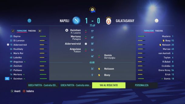 Fifa 22, simulazione di una partita