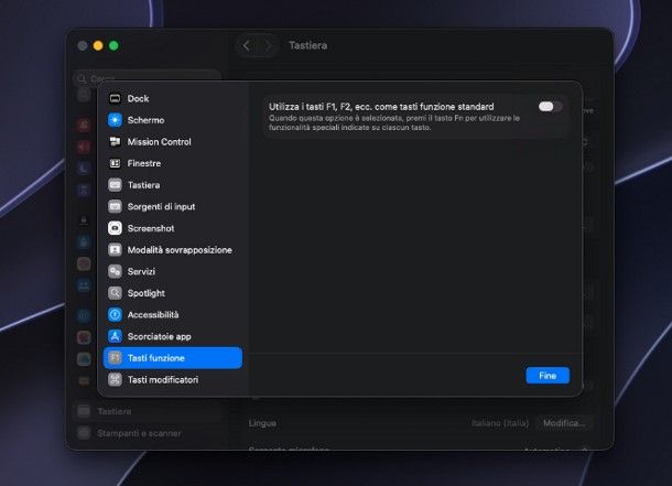Come usare i tasti funzione senza premere Fn: Mac
