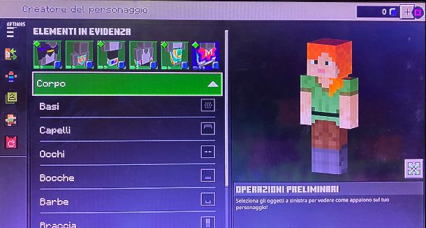 Minecraft Creatore del personaggio su PS4