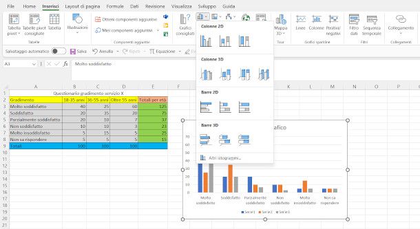 menu Inserisci su Microsoft Excel per PC