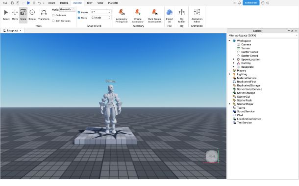 Roblox Studio, creazione di un avatar