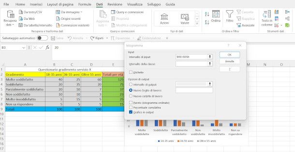 selezione intervallo di dati per analisi VBA di un istogramma su Excel