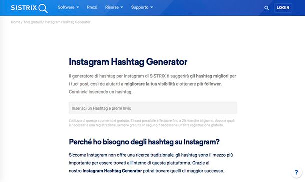 Migliori hashtag Sistrix