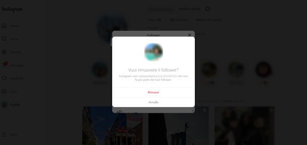 Come rimuovere follower su Instagram da PC