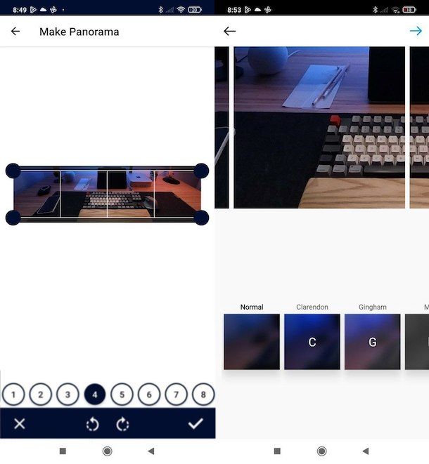 Postare foto panoramiche su Instagram Android