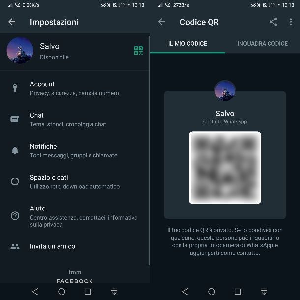 Whatsapp, generare codice QR