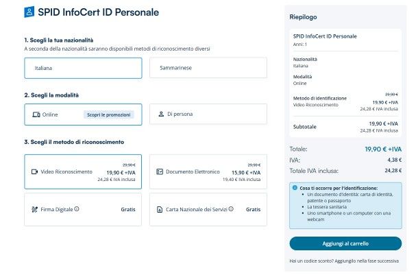 Come pagare lo SPID Infocert